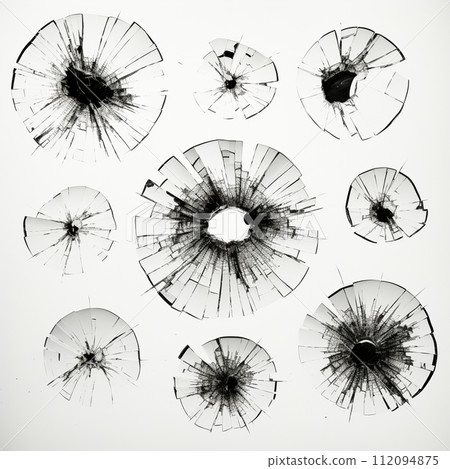 Bullet hole: A bullet hole that hit the glass Bullet hole: A bullet hole that hit the glass 112094875