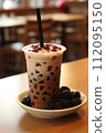 Bubble Tea with Berries and Tapioca Pearls. Generative Ai. 112095150
