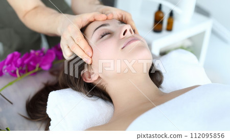 Relaxing lady with closed eyes 112095856