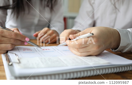 Hand people fill out plan budget financial payment 112095987