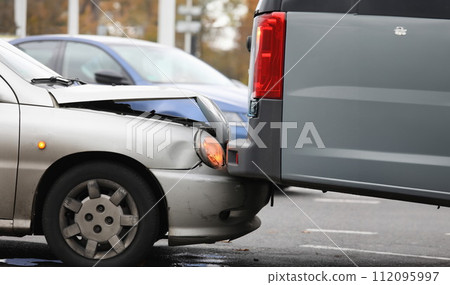 Car broke hood and headlight crashed into truck Car broke hood and headlight crashed into truck 112095997