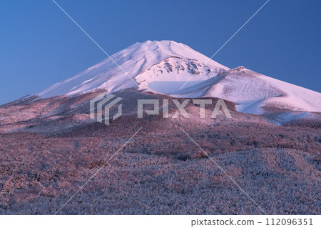 [靜岡縣] 黎明時分的雪富士山，從越切塚展望台眺望 112096351
