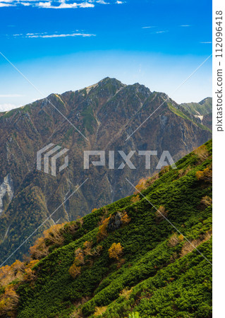 Central Alps vertical mountain climbing Mt. Soraki from Senjojiki Mt. Soraki seen from Mt. Kumazawa 112096418