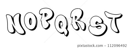 Handwritten graffiti font alphabet in black over white. Vector illustration. Part 3 112096492