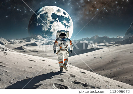 太空人在月球上行走的圖像藝術 112096673