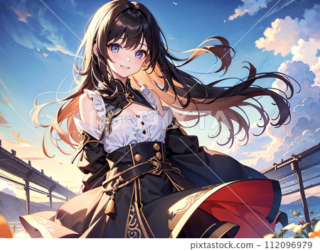 Anime illustration gradation hair beautiful girl 112096979