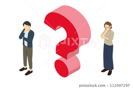 Isometric illustration: office casual thinking men and women 112097297