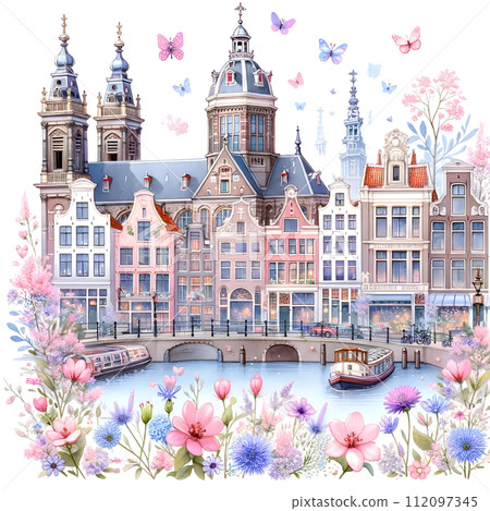 Amsterdam city in spring 112097345