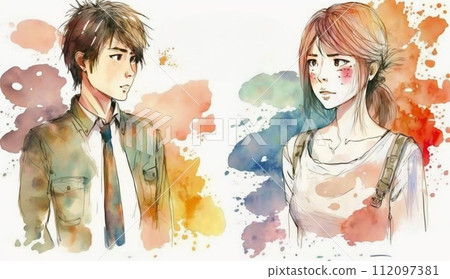 Young lovers in a slightly dangerous mood 112097381