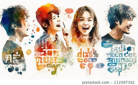 Young people all laughing as they have fun 112097382