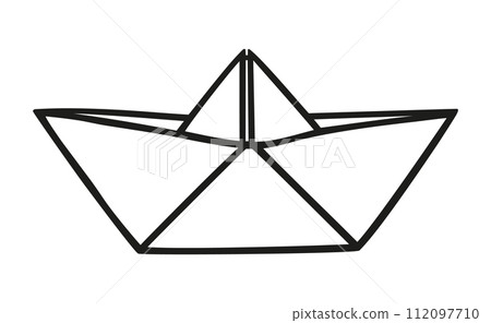 Paper boat symbol, simple style maritime flat silhouette icon 112097710