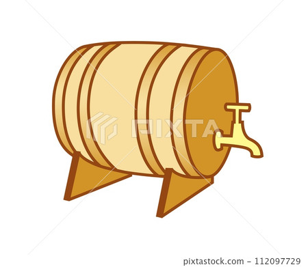 Wooden beer barrel with tap, cartoon vector illustration Wooden beer barrel with tap, cartoon vector illustration 112097729
