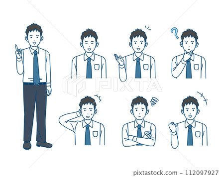Illustration set of young office worker men 112097927