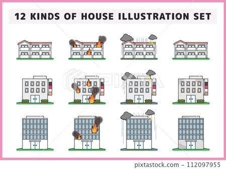 Housing and real estate related illustration material set Housing and real estate related illustration material set 112097955