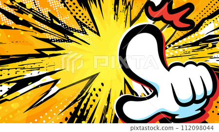American comic style_Background of pointing pose with gloved hand_Yellow_16:9 American comic style_Background of pointing pose with gloved hand_Yellow_16:9 112098044
