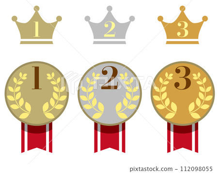 set of crowns and medals 112098055