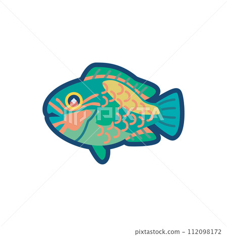 Cute bald parrotfish illustration 112098172