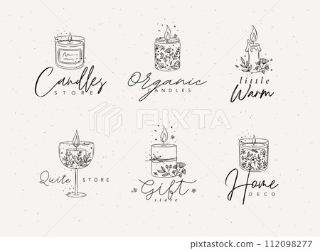 Candles floral labels collection 112098277