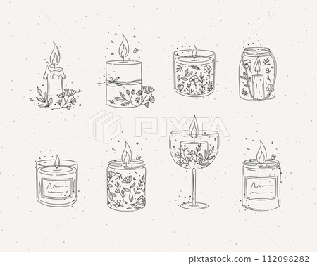 Candles floral icons collection Candles floral icons collection 112098282