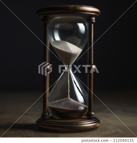 AI-generated content. Classic hourglass on a dark background. AI-generated content. Classic hourglass on a dark background. 112099135