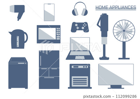 Home appliances icon set blue 112099286