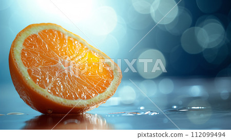 a vibrant, ripe citrus, sliced to reveal its succulent interior a vibrant, ripe citrus, sliced to reveal its succulent interior 112099494