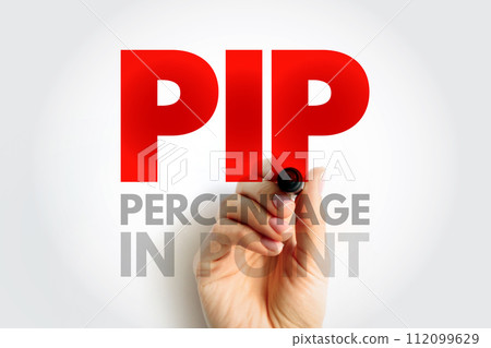 PIP Percentage In Point - a unit of change in an exchange rate of a currency pair, acronym text concept background 112099629