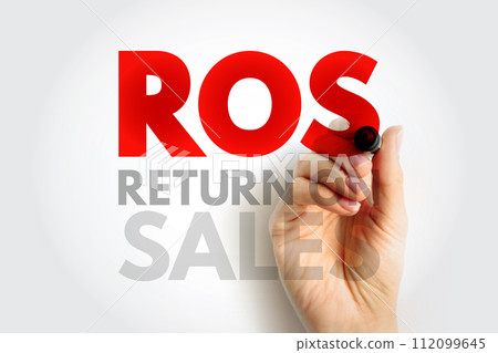 ROS Return On Sales - measure of how efficiently a company turns sales into profits, acronym text concept background 112099645