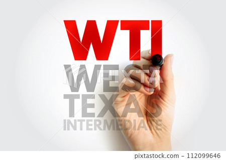 WTI West Texas Intermediate - light, sweet crude oil that serves as one of the main global oil benchmarks, acronym text concept background WTI West Texas Intermediate - light, sweet crude oil that serves as one of the main global oil benchmarks, acronym text concept background 112099646