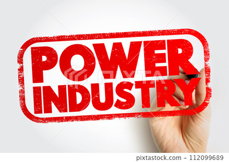 Power Industry text stamp, concept background 112099689