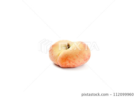Saturn peach or flat peach isolated on white background with clipping path.. Saturn peach or flat peach isolated on white background with clipping path.. 112099960