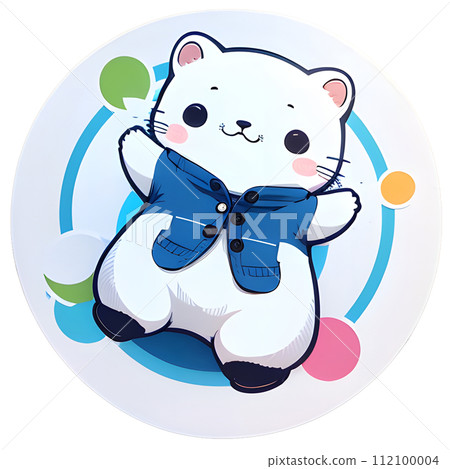 海獺般的角色的貼紙風格插圖 112100004