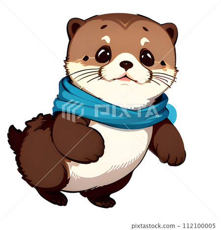 水獺角色風格的剪紙 112100005