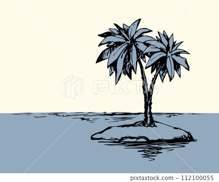 Palm on beach. Vector drawing Palm on beach. Vector drawing 112100055