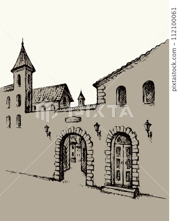 Old street. Vector drawing 112100061