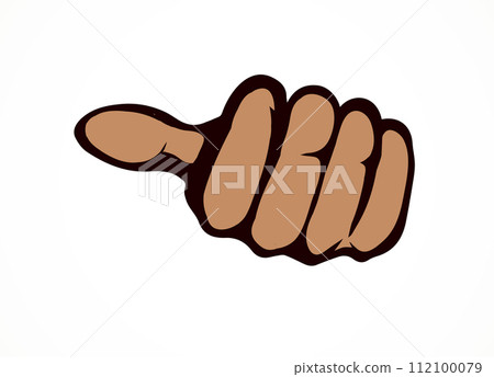 Hand pointing thumb to the side. Vector drawing Hand pointing thumb to the side. Vector drawing 112100079