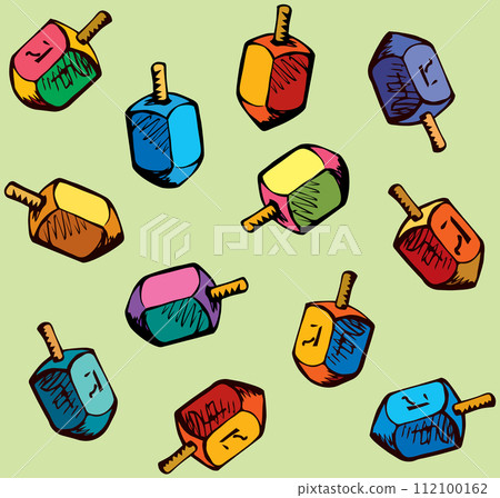 Jewish holiday symbol. Dreidel. Sketch 112100162