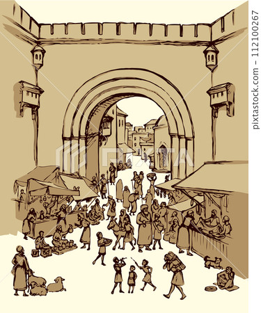Old eastern city. Vector drawing 112100267