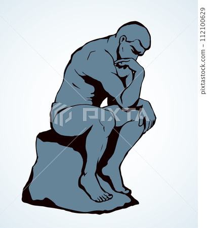 The statue the Thinker. Vector drawing 112100629