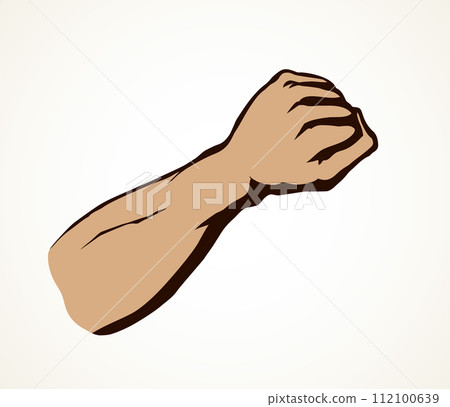 Hand with an elongated fist. Vector drawing Hand with an elongated fist. Vector drawing 112100639