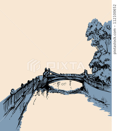 The bridge over the river in St. Petersburg. Vector drawing The bridge over the river in St. Petersburg. Vector drawing 112100652