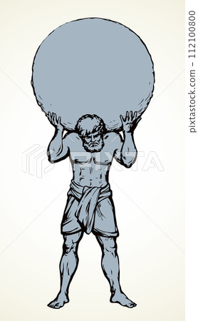 Atlas keeps the earth on their shoulders. Vector drawing silhouette Atlas keeps the earth on their shoulders. Vector drawing silhouette 112100800
