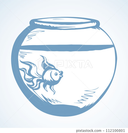Aquarium with water for fish. Vector drawing Aquarium with water for fish. Vector drawing 112100801