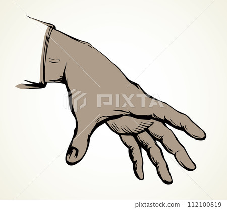 A hand is extended to take. Vector drawing 112100819