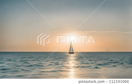 Azure ocean sailboat scene Azure ocean sailboat scene 112101068