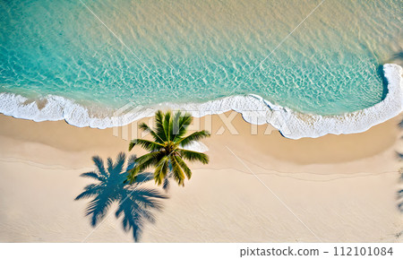 Tranquil Azure Ocean Beach Scene Tranquil Azure Ocean Beach Scene 112101084