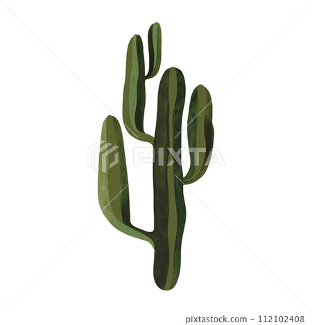Saguaro. Cactus. Plants for the home. Floriculture. Desert flora. Isolated watercolor illustration on white background. Clipart. 112102408
