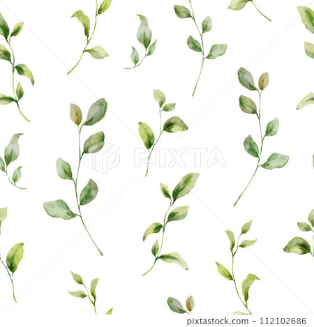 Watercolor seamless pattern of meadow wild herbs. Hand painted plants illustration isolated on green background. For design, print, fabric or background. Watercolor seamless pattern of meadow wild herbs. Hand painted plants illustration isolated on green background. For design, print, fabric or background. 112102686