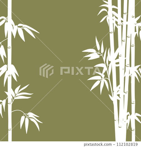 Asian bamboo background. Cartoon bamboo forest plants with leaves and branches, Japanese or Chinese flat vector illustration. Bamboo sprouts pattern 112102819