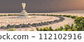 Zen Oasis: Balanced Stone Pillars in a Desert Garden at Twilight 112102916